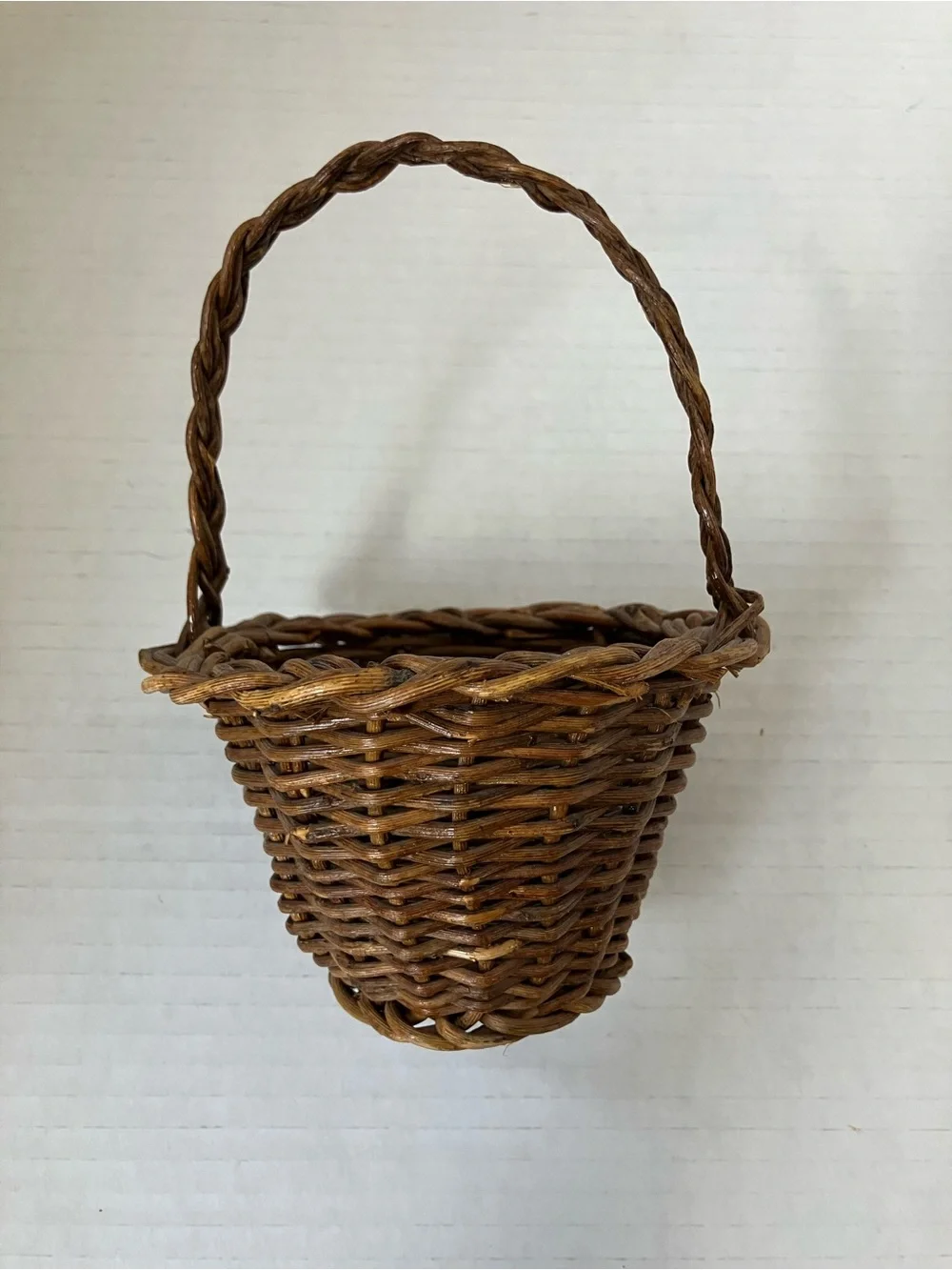 Vintage Brown Woven Duck & Handle Small Baskets Set Brown 5 to 8 Inches Each